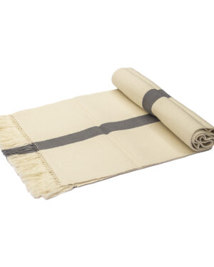 Camino de mesa beige con gris