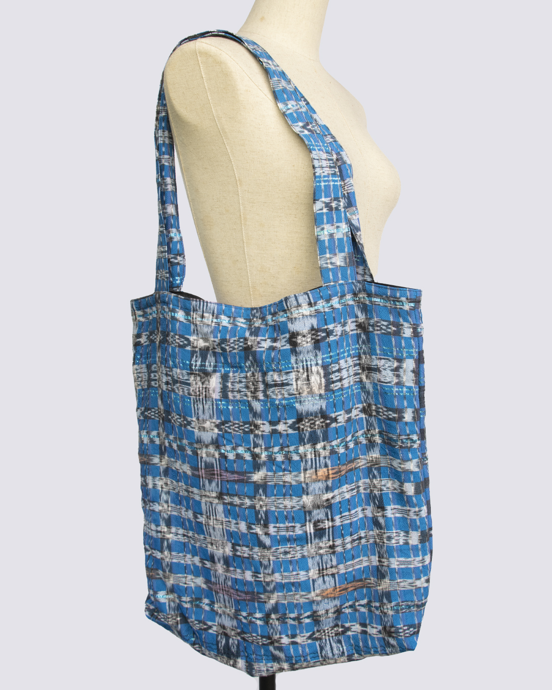 Bolsa de compras compacta ultraligera azul naranja - Imagen 2