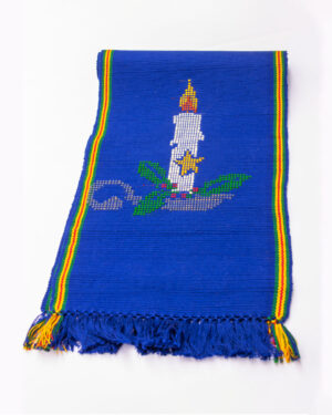 Camino de mesa azul motivo navideño