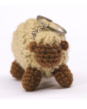 Llavero de lana oveja café beige