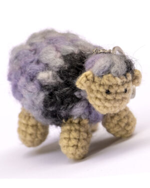 Llavero de lana oveja colores morado y negro